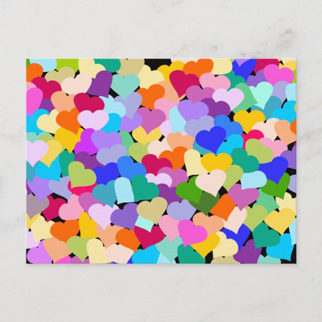 Rainbow Heart Confetti Postkarte (Vorderseite)