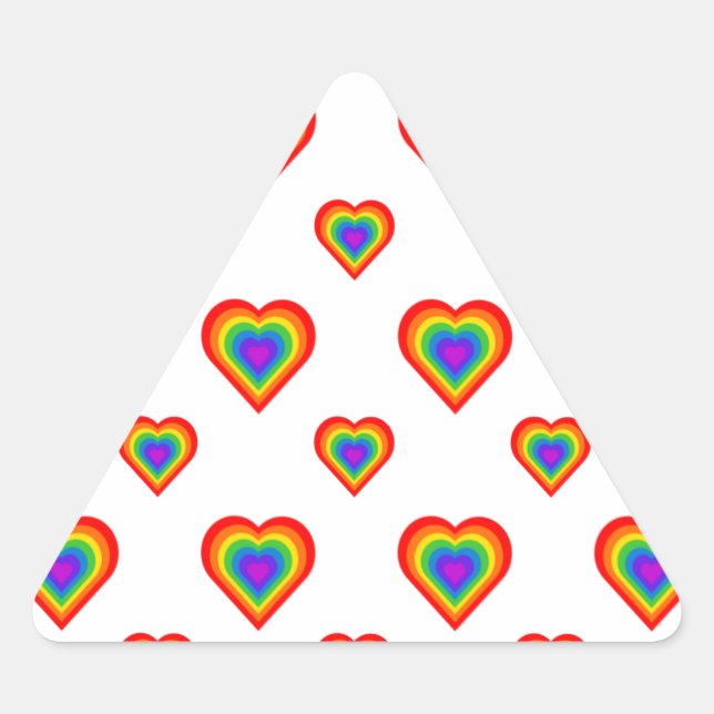 Rainbow Heart Dreieckiger Aufkleber (Vorderseite)