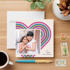 Rainbow Heart Flat Valentine's Day Card - Lila Feiertagskarte