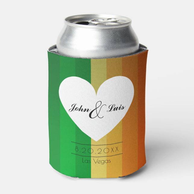 Rainbow Heart Gastgeschenk Hochzeit Dosenkühler (Kanne Vorderseite)