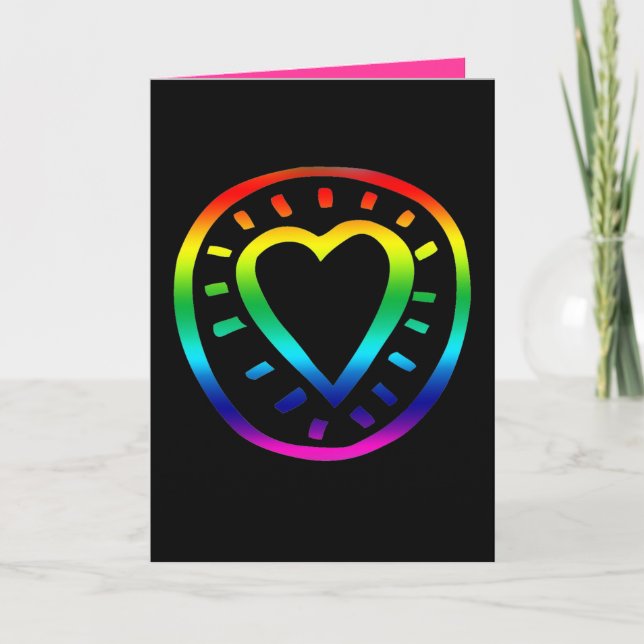 Rainbow Heart Gay Valentine's Day Carte noire (Devant)