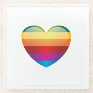 Rainbow Heart Glasuntersetzer