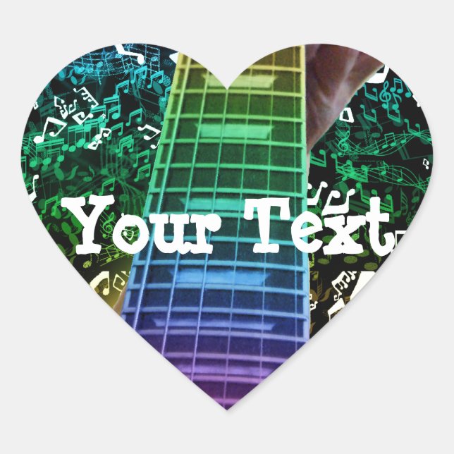 Rainbow Heart Guitar Notes Sticker de musique pers (Devant)