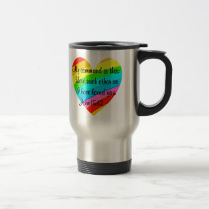 RAINBOW HEART JOHN 15:12 DESIGN REISEBECHER