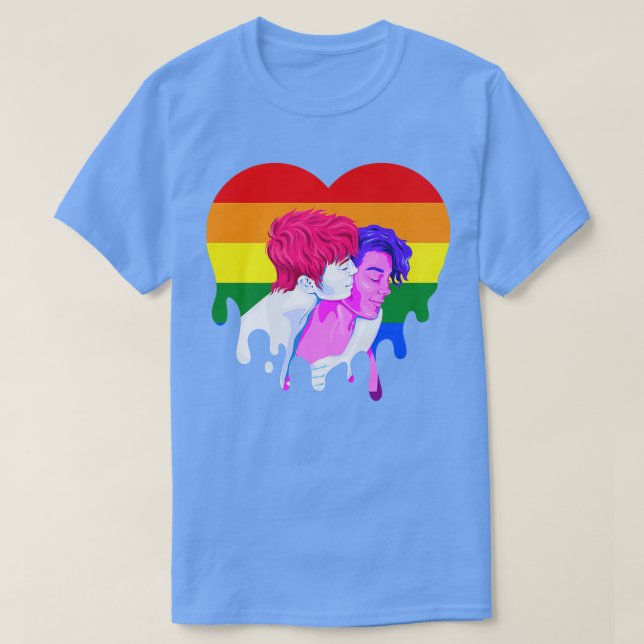 Rainbow Heart Lesbian Gay Pride Month Transgender  T-Shirt (Design vorne)