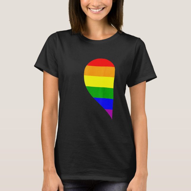 Rainbow Heart Lgbt Matching Gay Couple Valentine's T-Shirt (Vorderseite)