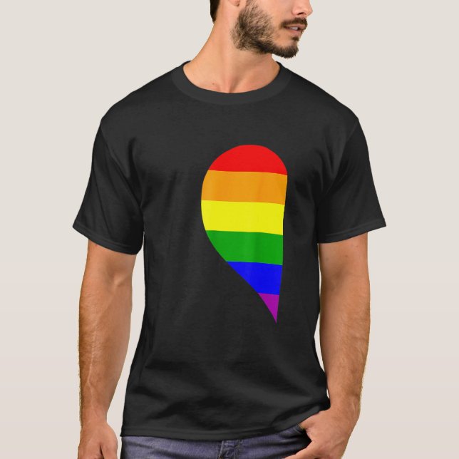 Rainbow Heart Lgbt Matching Gay Couple Valentine's T-Shirt (Vorderseite)
