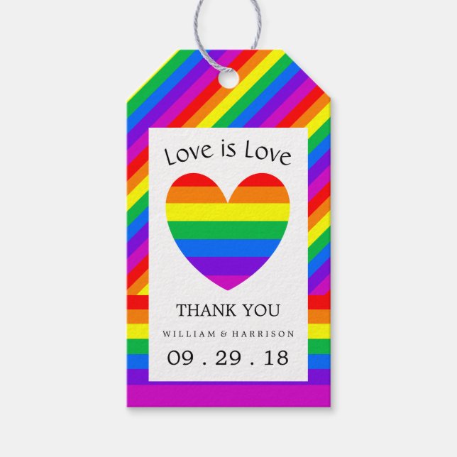 Rainbow Heart Liebe ist Liebe Hochzeit Geschenkanhänger (Vorderseite)