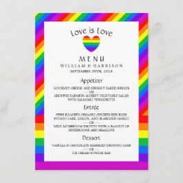 Rainbow Heart Liebe ist Liebe Wedding Menu Menükarte
