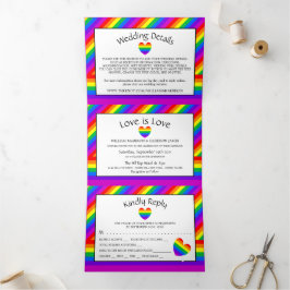 Rainbow Heart, Liebe ist Liebe Wedding Suite Dreifach Gefaltete Einladung