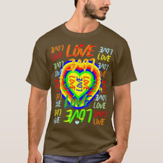 Rainbow Heart Liebe LGBT Prix Word Art T-Shirt