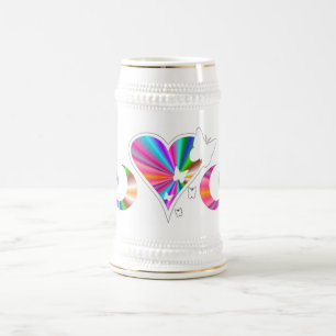 Rainbow Heart Lily and Butterfly Bierglas