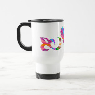 Rainbow Heart Lily and Butterfly Reisebecher