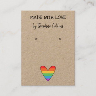 Rainbow Heart mit Liebe Ohrring-Anzeige Visitenkarte