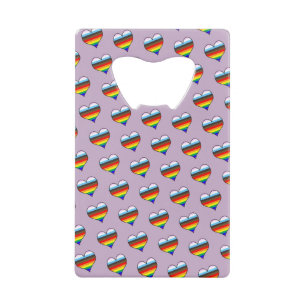 Rainbow Heart Motif Carte de crédit Bottle Opener