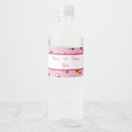 Rainbow Heart Motif Étiquette de bouteille d'eau