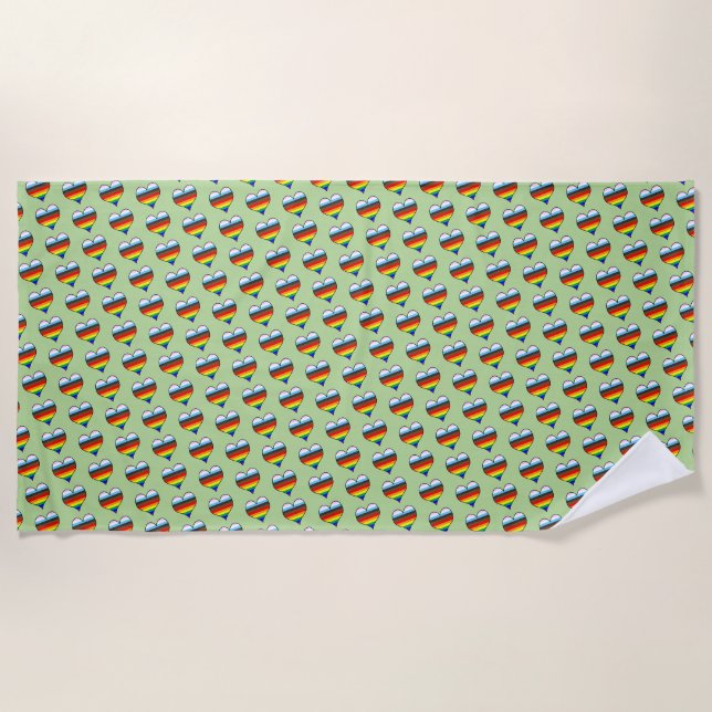 Rainbow Heart Pattern Beach Handtuch (Vorderseite)
