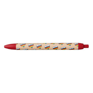 Rainbow Heart Pattern Black Ink Pen Kugelschreiber