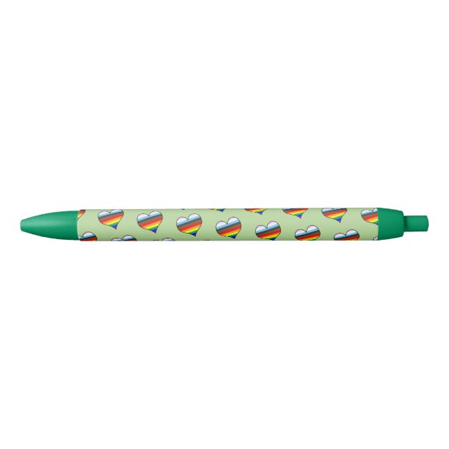 Rainbow Heart Pattern Black Ink Pen Kugelschreiber (Vorderseite)