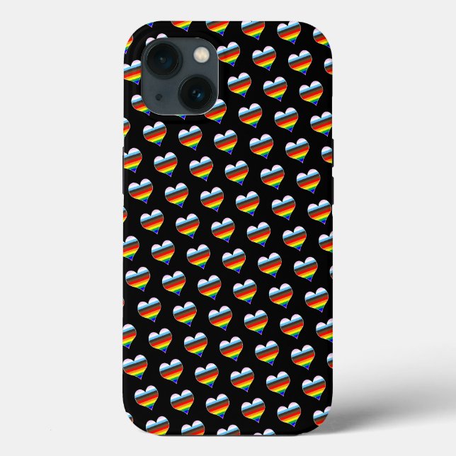 Rainbow Heart Pattern Case-Mate iPhone Case (Rückseite)