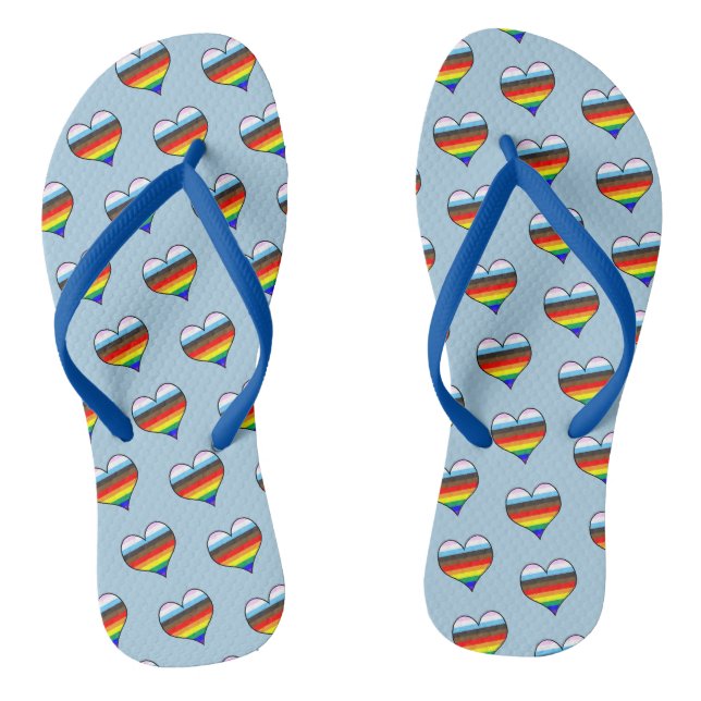 Rainbow Heart Pattern Flip Flops (Fußbett)
