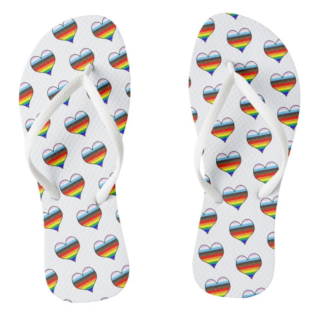 Rainbow Heart Pattern Flip Flops (Fußbett)
