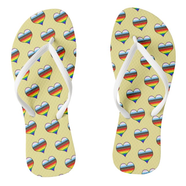 Rainbow Heart Pattern Flip Flops (Fußbett)