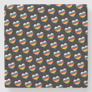 Rainbow Heart Pattern Glass Untersetzer