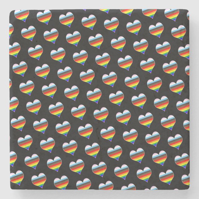 Rainbow Heart Pattern Glass Untersetzer (Vorderseite)