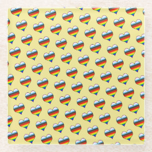 Rainbow Heart Pattern Glasuntersetzer