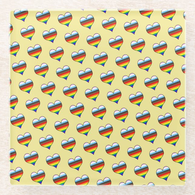 Rainbow Heart Pattern Glasuntersetzer (Vorderseite)
