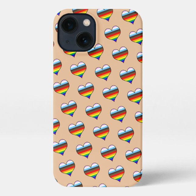 Rainbow Heart Pattern iPhone Case Hülle (Rückseite)