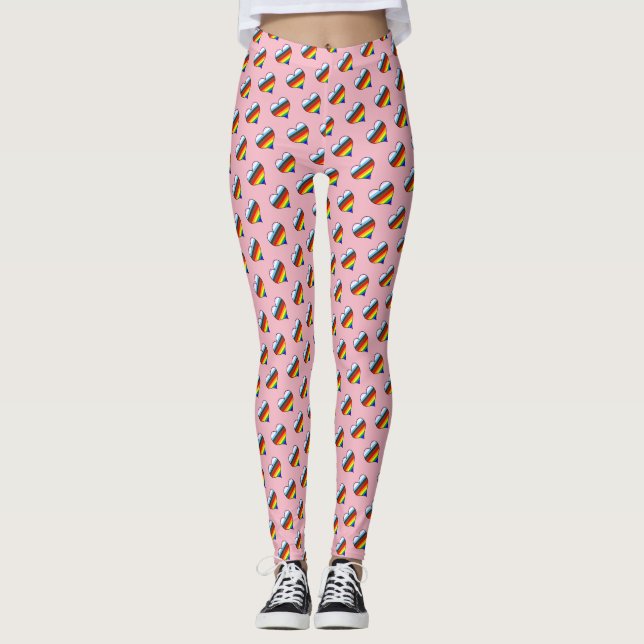 Rainbow Heart Pattern Leggings (Vorderseite)