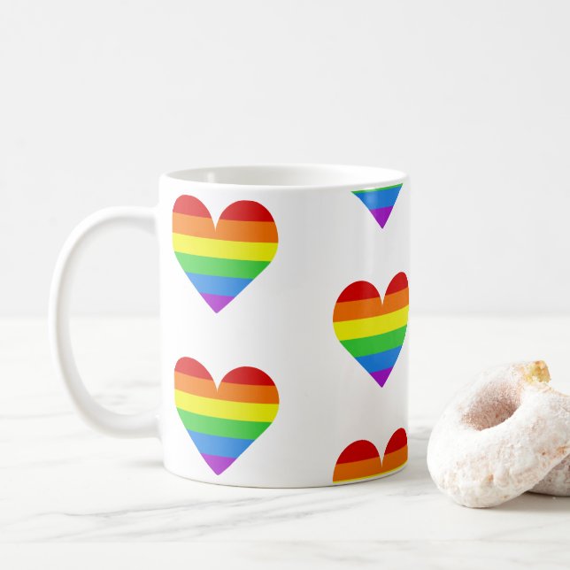 Rainbow Heart Pattern Mug Kaffeetasse (Mit Donut)