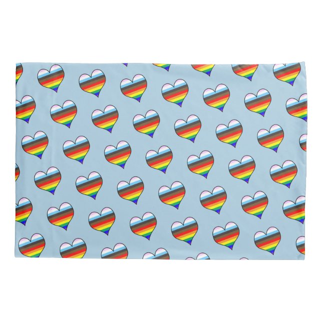Rainbow Heart Pattern Musterbeispiel Kissenbezug (Rückseite)