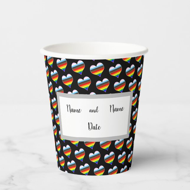 Rainbow Heart Pattern Paper Cups Pappbecher (Vorderseite)