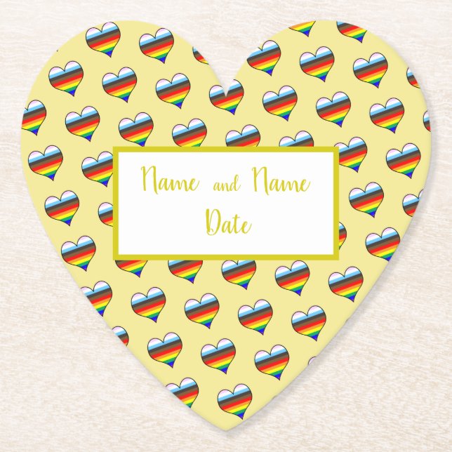 Rainbow Heart Pattern Paper Untersetzer (Vorderseite)