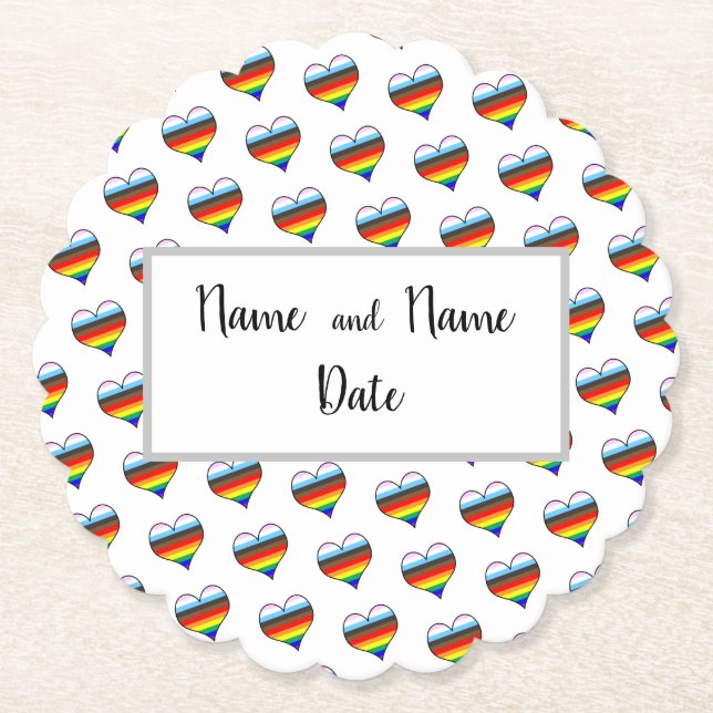 Rainbow Heart Pattern Paper Untersetzer (Vorderseite)