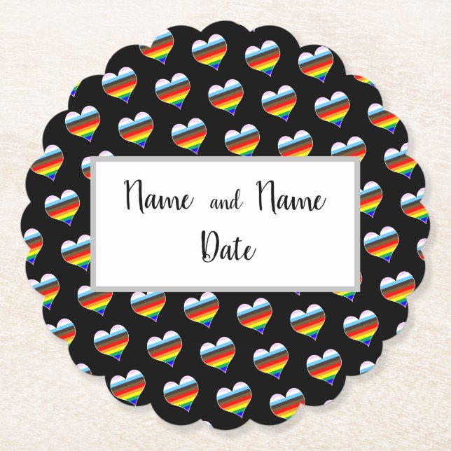 Rainbow Heart Pattern Paper Untersetzer (Vorderseite)