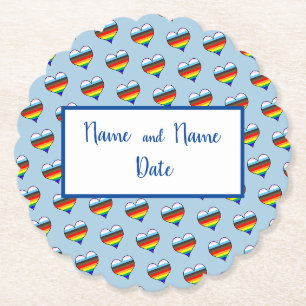 Rainbow Heart Pattern Paper Untersetzer