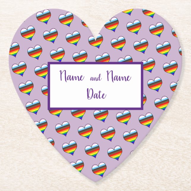 Rainbow Heart Pattern Paper Untersetzer (Vorderseite)