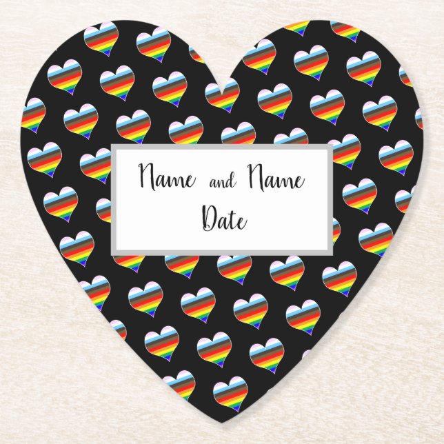 Rainbow Heart Pattern Paper Untersetzer (Vorderseite)