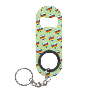 Rainbow Heart Pattern Schlüsselanhänger Flaschenöf Mini Flaschenöffner