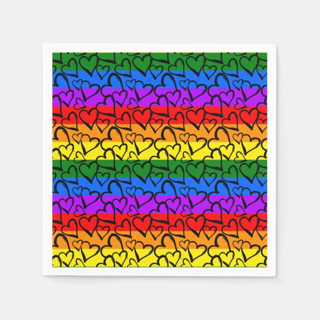 Rainbow Heart Pattern Serviette (Vorderseite)