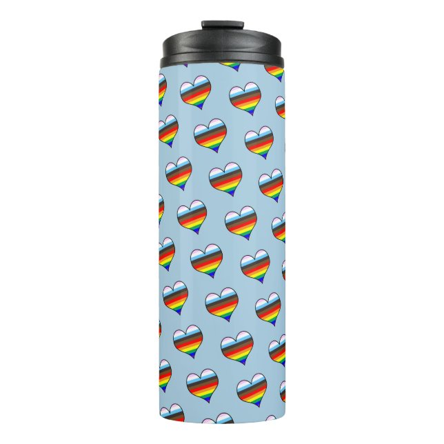 Rainbow Heart Pattern Thermal Tumbler Thermosbecher (Vorderseite)