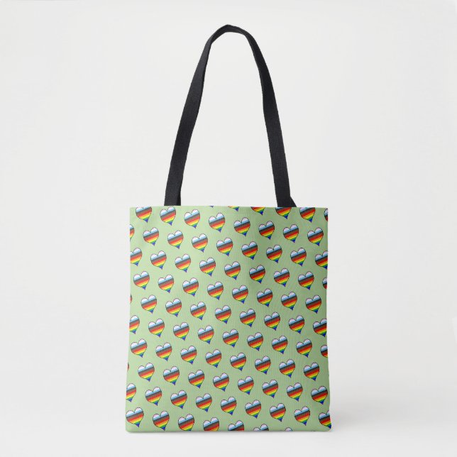 Rainbow Heart Pattern Tote Bag Tasche (Vorderseite)