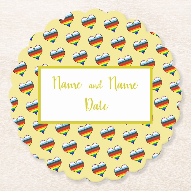 Rainbow Heart Pattern Untersetzer (Vorderseite)
