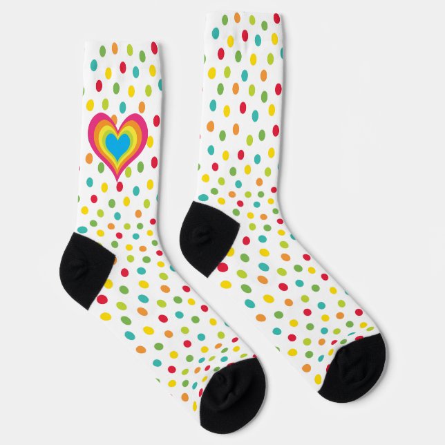 Rainbow Heart Polka Dots Socken (Rechts)