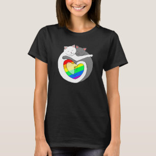 Rainbow Heart Priats Cats Niedlich Kitten Lgbtqia T-Shirt
