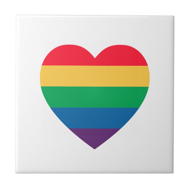 Rainbow Heart Pride Keramik Tile Fliese (Vorderseite)